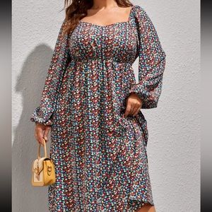 Red white & blue small flowers dress size 20